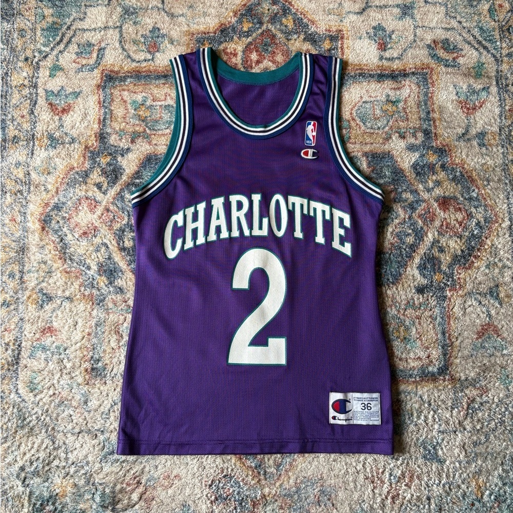 Vintage Champion Hornets Larry Johnson Jersey Medium